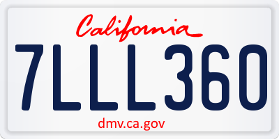 CA license plate 7LLL360