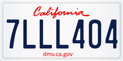 CA license plate 7LLL404