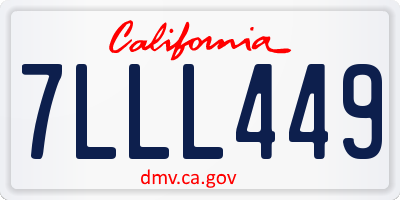 CA license plate 7LLL449