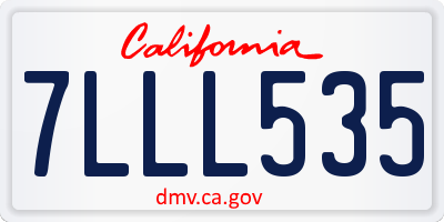 CA license plate 7LLL535