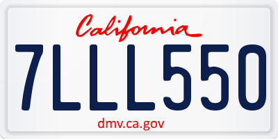 CA license plate 7LLL550