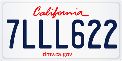CA license plate 7LLL622