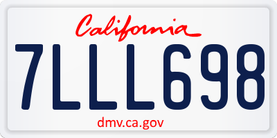CA license plate 7LLL698