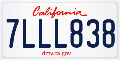 CA license plate 7LLL838