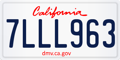 CA license plate 7LLL963