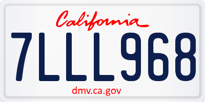 CA license plate 7LLL968