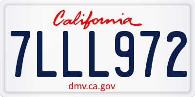 CA license plate 7LLL972
