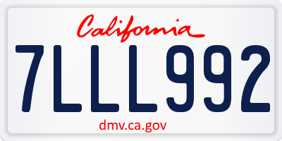 CA license plate 7LLL992