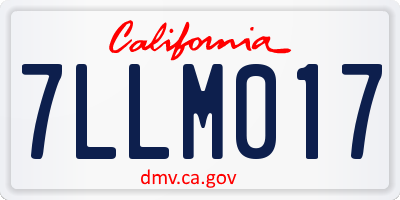 CA license plate 7LLM017