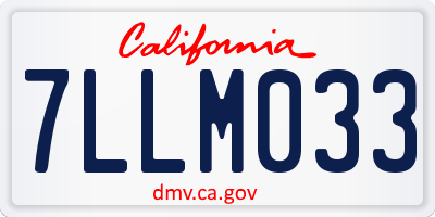 CA license plate 7LLM033