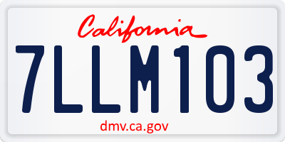 CA license plate 7LLM103