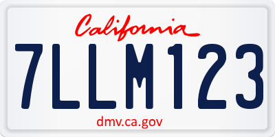 CA license plate 7LLM123