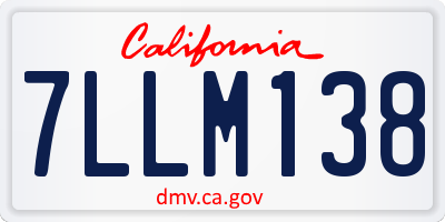 CA license plate 7LLM138