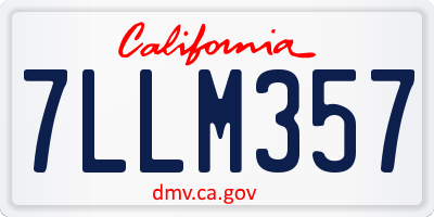 CA license plate 7LLM357