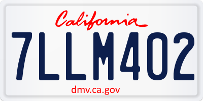 CA license plate 7LLM402