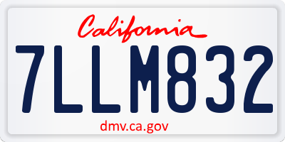 CA license plate 7LLM832
