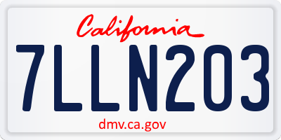 CA license plate 7LLN203
