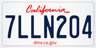 CA license plate 7LLN204
