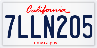 CA license plate 7LLN205
