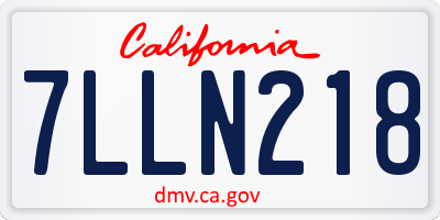CA license plate 7LLN218