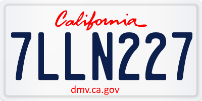 CA license plate 7LLN227