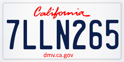CA license plate 7LLN265