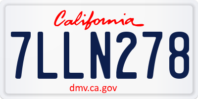 CA license plate 7LLN278