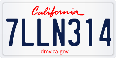 CA license plate 7LLN314