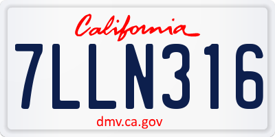 CA license plate 7LLN316