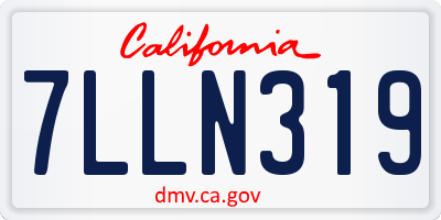 CA license plate 7LLN319