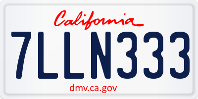 CA license plate 7LLN333