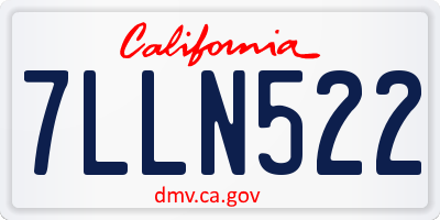 CA license plate 7LLN522