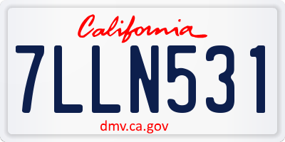 CA license plate 7LLN531
