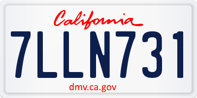 CA license plate 7LLN731