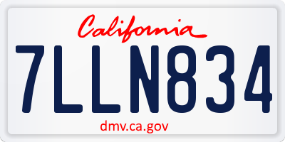 CA license plate 7LLN834
