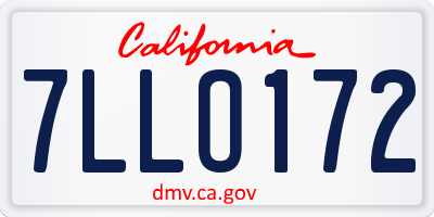 CA license plate 7LLO172