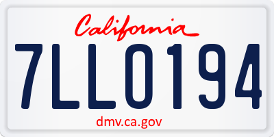 CA license plate 7LLO194