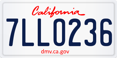 CA license plate 7LLO236