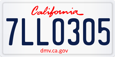 CA license plate 7LLO305