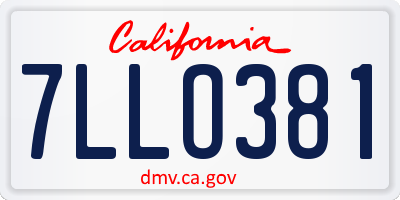 CA license plate 7LLO381