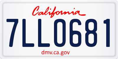 CA license plate 7LLO681