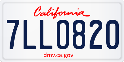 CA license plate 7LLO820