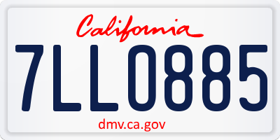 CA license plate 7LLO885