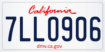 CA license plate 7LLO906