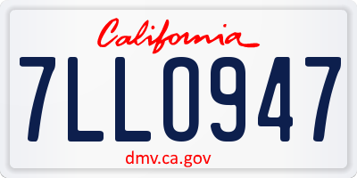 CA license plate 7LLO947