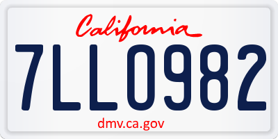 CA license plate 7LLO982