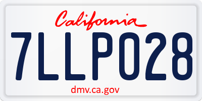 CA license plate 7LLP028