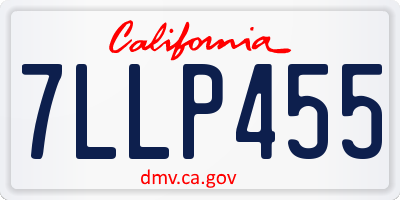 CA license plate 7LLP455