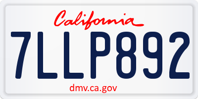 CA license plate 7LLP892