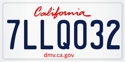 CA license plate 7LLQ032